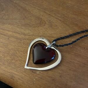 Lalique amber crystal heart necklace